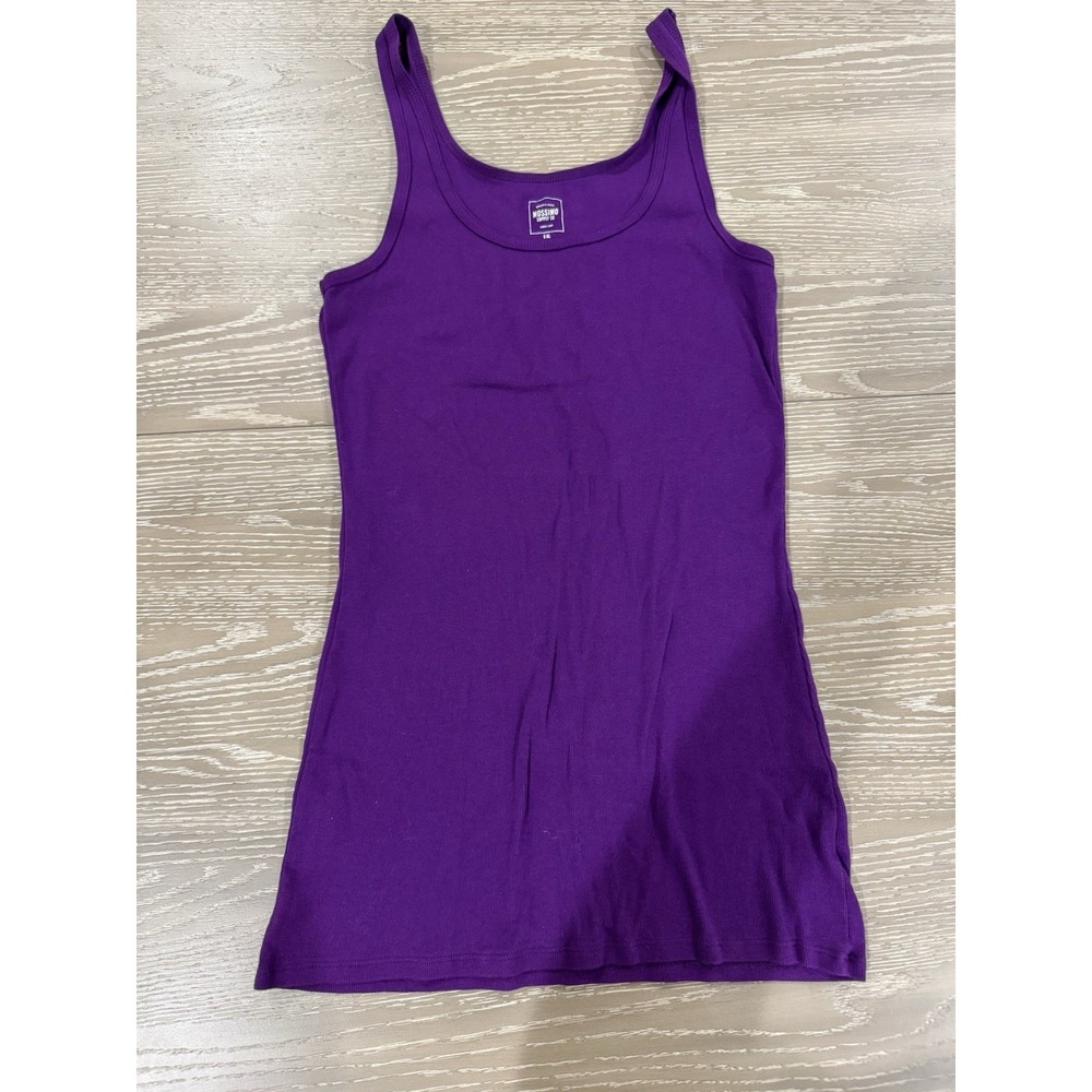 Mossimo Womens XL Purple Ribbed Tank Top Stretch Cotton Cami